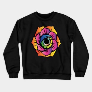 Trippy flower with eye Eye in a rose Crewneck Sweatshirt